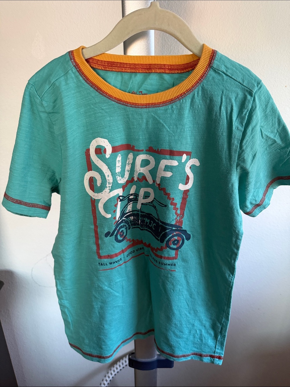 Matilda Jane Teal Surf Graphic Tee with Yellow Trim